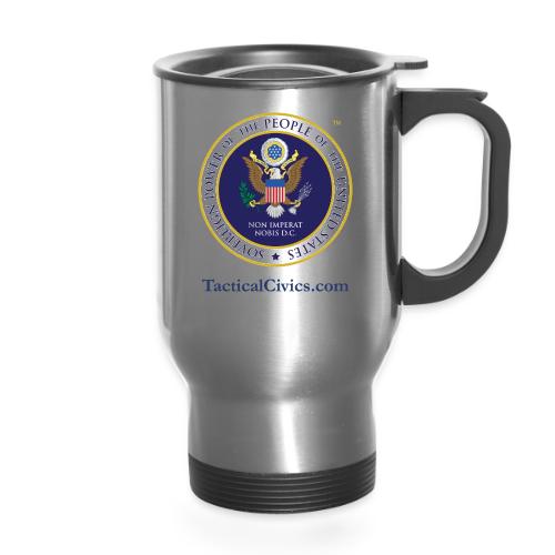 The People's Seal with blue url - 14 oz Travel Mug with Handle