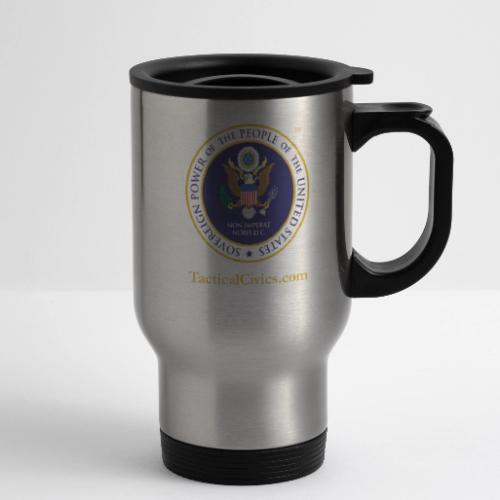 The Peoples Seal w gold url - 14 oz Travel Mug with Handle