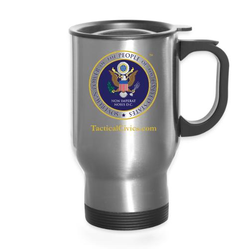 The Peoples Seal w gold url - 14 oz Travel Mug with Handle