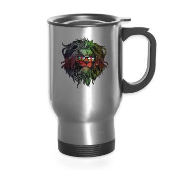 Central African Republic - 14 oz Travel Mug with Handle - silver - Front