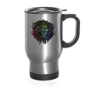 South Africa - 14 oz Travel Mug with Handle - silver - Front