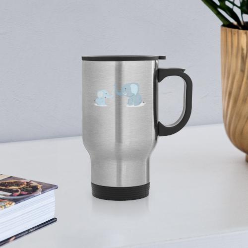 Father and Baby Son Elephant - Travel Mug with Handle