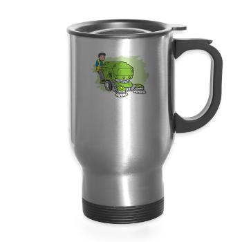 Clean up Crew Cleaning Machine Cleaner Cleaning - 14 oz Travel Mug with Handle - silver - Front