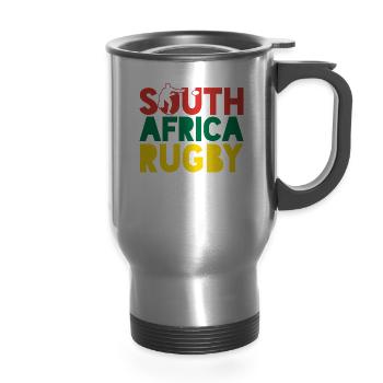 Rugby South Africa - 14 oz Travel Mug with Handle - silver - Front