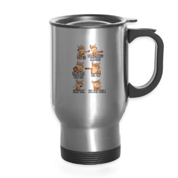 All The Fox I Give, Fox No Stop Foxing Around - 14 oz Travel Mug with Handle - silver - Front