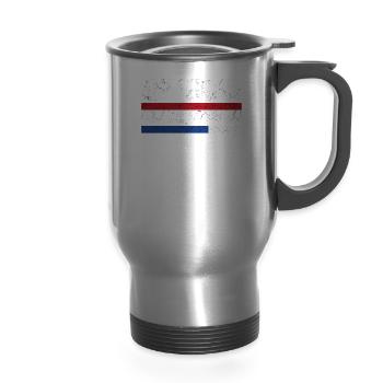 Amsterdam, Netherlands - 14 oz Travel Mug with Handle - silver - Front