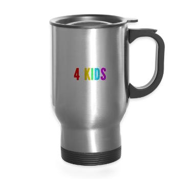 I Was Normal 4 Kids Ago - 14 oz Travel Mug with Handle - silver - Front