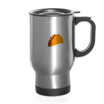 Taco Emergency Call 9 Juan Juan Funny - 14 oz Travel Mug with Handle - silver - Front