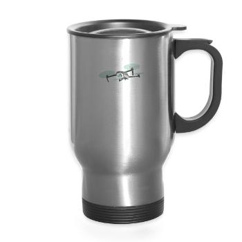 Not spying just flying - drone geek - 14 oz Travel Mug with Handle - silver - Front