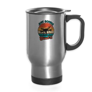 Just gonna send it - drone flying - 14 oz Travel Mug with Handle - silver - Front
