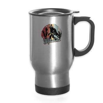 El Squatcho - cryptid - 14 oz Travel Mug with Handle - silver - Front