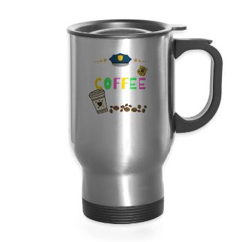 10 - 4 coffee that. Ten four coffee that - 14 oz Travel Mug with Handle - silver - Front