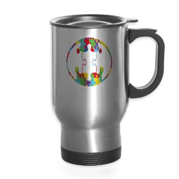 Accept The Difference Motivational Quotes - 14 oz Travel Mug with Handle - silver - Front