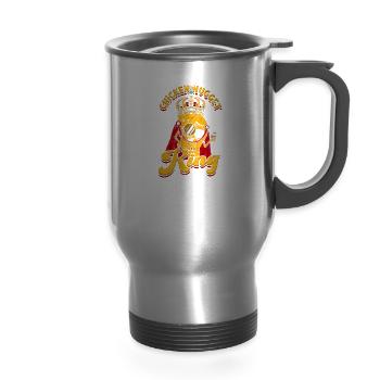 Chicken Nugget King - foodie - 14 oz Travel Mug with Handle - silver - Front