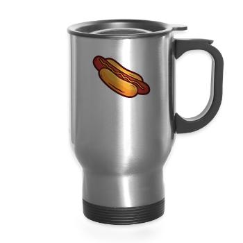 Hotdog Sandwich - foodie - 14 oz Travel Mug with Handle - silver - Front