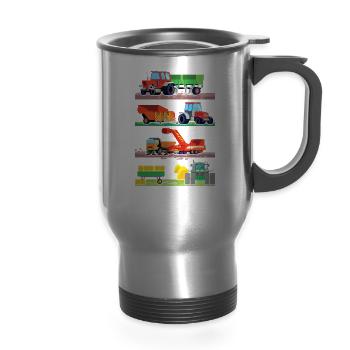 Amateur de tracteurs de véhicules agricoles - Tasse de voyage avec anse - argent clair - Devant