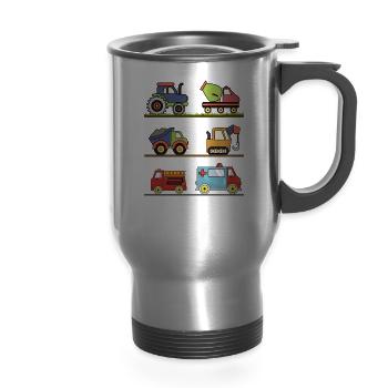 Construction Véhicules agricoles d’urgence - Tasse de voyage avec anse - argent clair - Devant