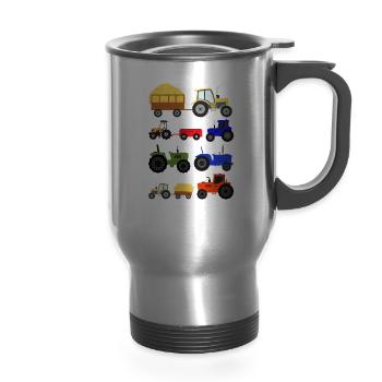 Enfants Tracteurs Véhicules agricoles - Tasse de voyage avec anse - argent clair - Devant