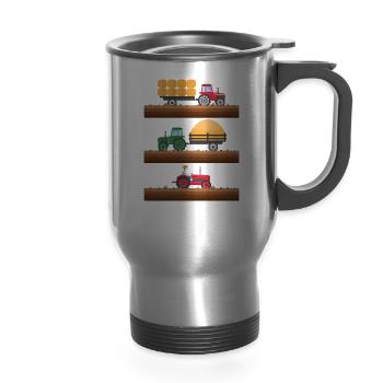 Véhicules agricoles Garçons Tracteurs - Tasse de voyage avec anse - argent clair - Devant