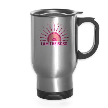 Boss Shirt, I'm Not Bossy I Am The Bossy High - 14 oz Travel Mug with Handle - silver - Front