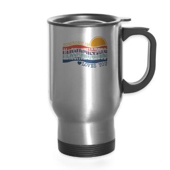 Someone in Massachusetts Loves you - 14 oz Travel Mug with Handle - silver - Front