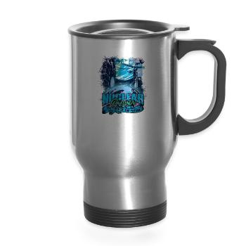 Nuclear Power: The Core of the Future - Nuclear - 14 oz Travel Mug with Handle - silver - Front