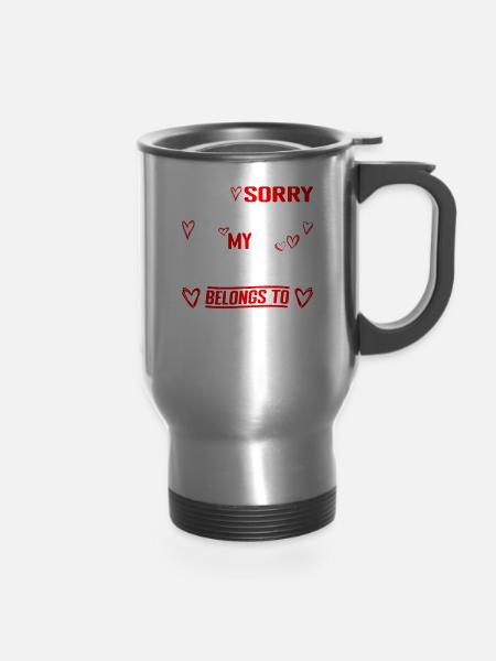 Sorry Boys My Heart Belongs To Daddy 4 - 14 oz Travel Mug with Handle - silver