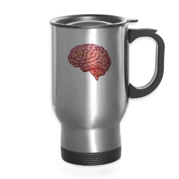 Brain Surgery Joke Brain Surgery Awareness Gift - 14 oz Travel Mug with Handle - silver - Front