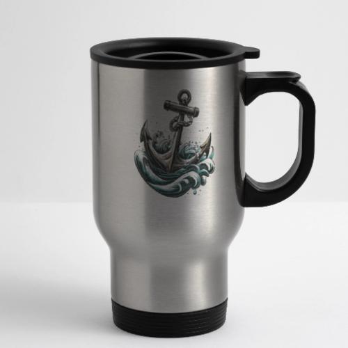 Nautical Retro Ship Anchor - 14 oz Travel Mug with Handle