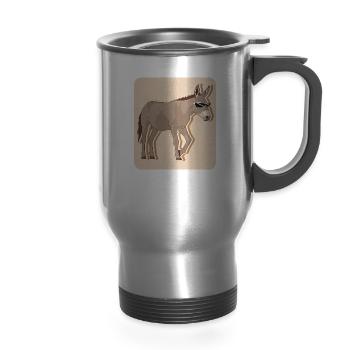 Donkey Lover Funny Donkeys - 14 oz Travel Mug with Handle - silver - Front