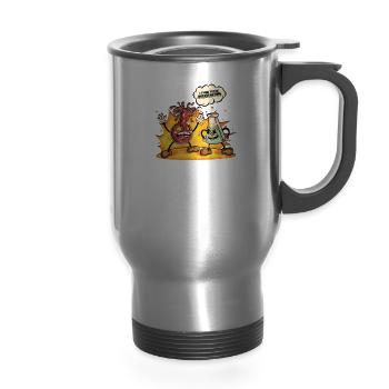 I THINK YOU'RE OVERREACTING - Science - - 14 oz Travel Mug with Handle - silver - Front