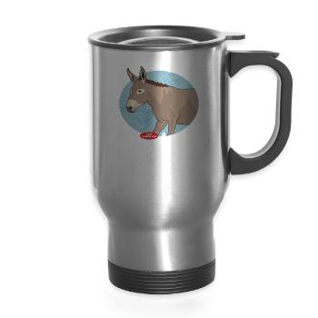 Donkey Funny Love Donkeys - 14 oz Travel Mug with Handle - silver - Front