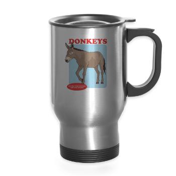 Donkeys Are Smarter Donkey Funny - 14 oz Travel Mug with Handle - silver - Front