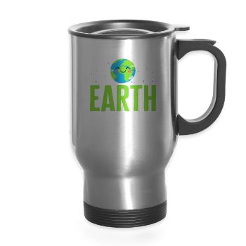 Earth Shirt, The Future Of Planet Earth Is In My - 14 oz Travel Mug with Handle - silver - Front