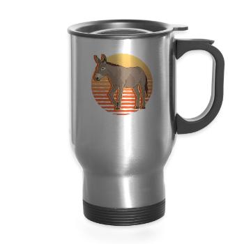 Donkey Funny Donkeys Owner - 14 oz Travel Mug with Handle - silver - Front