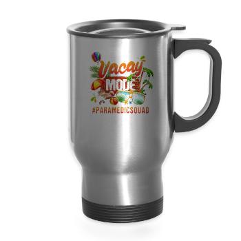 Paramedic Vacation Group #Paramedicsquad - 14 oz Travel Mug with Handle - silver - Front