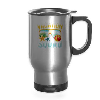 Paramedic Vacation Squad #Paramediconbreak - 14 oz Travel Mug with Handle - silver - Front