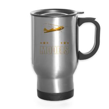 RC Model Airplane Pilot Gift - 14 oz Travel Mug with Handle - silver - Front