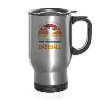 Baseball my favorite - 14 oz Travel Mug with Handle - silver - Front
