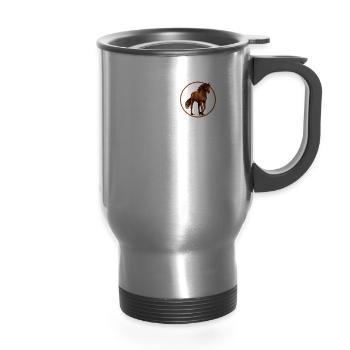 Horse Shirt, Beautiful Red Chestnut Egyptian - 14 oz Travel Mug with Handle - silver - Front