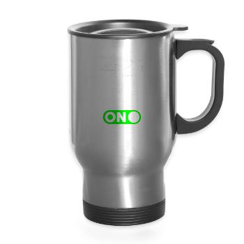 RC Model Airplane Pilot Gift - 14 oz Travel Mug with Handle - silver - Front