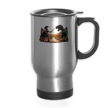 Julius Caesar Roman History Roman Empire Gladiator - 14 oz Travel Mug with Handle - silver - Front