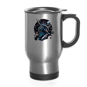 Julius Caesar Roman History Roman Empire Gladiator - 14 oz Travel Mug with Handle - silver - Front