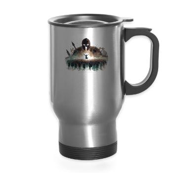Julius Caesar Roman History Roman Empire Gladiator - 14 oz Travel Mug with Handle - silver - Front