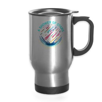 Meteor Shower Astronomy Comet Astronomer Meteor - 14 oz Travel Mug with Handle - silver - Front