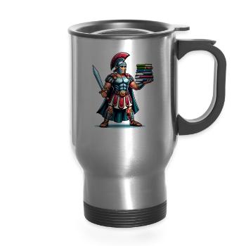 Julius Caesar Roman History Roman Empire Gladiator - 14 oz Travel Mug with Handle - silver - Front