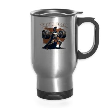 Julius Caesar Roman History Roman Empire Gladiator - 14 oz Travel Mug with Handle - silver - Front