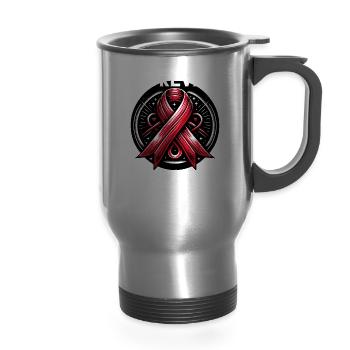 Stroke Survivor Stroke Awareness Rehab Stroke - 14 oz Travel Mug with Handle - silver - Front