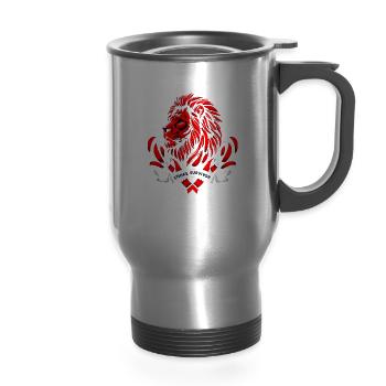 Stroke Survivor Stroke Awareness Rehab Stroke - 14 oz Travel Mug with Handle - silver - Front