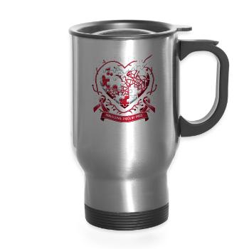 Stroke Survivor Stroke Awareness Rehab Stroke - 14 oz Travel Mug with Handle - silver - Front